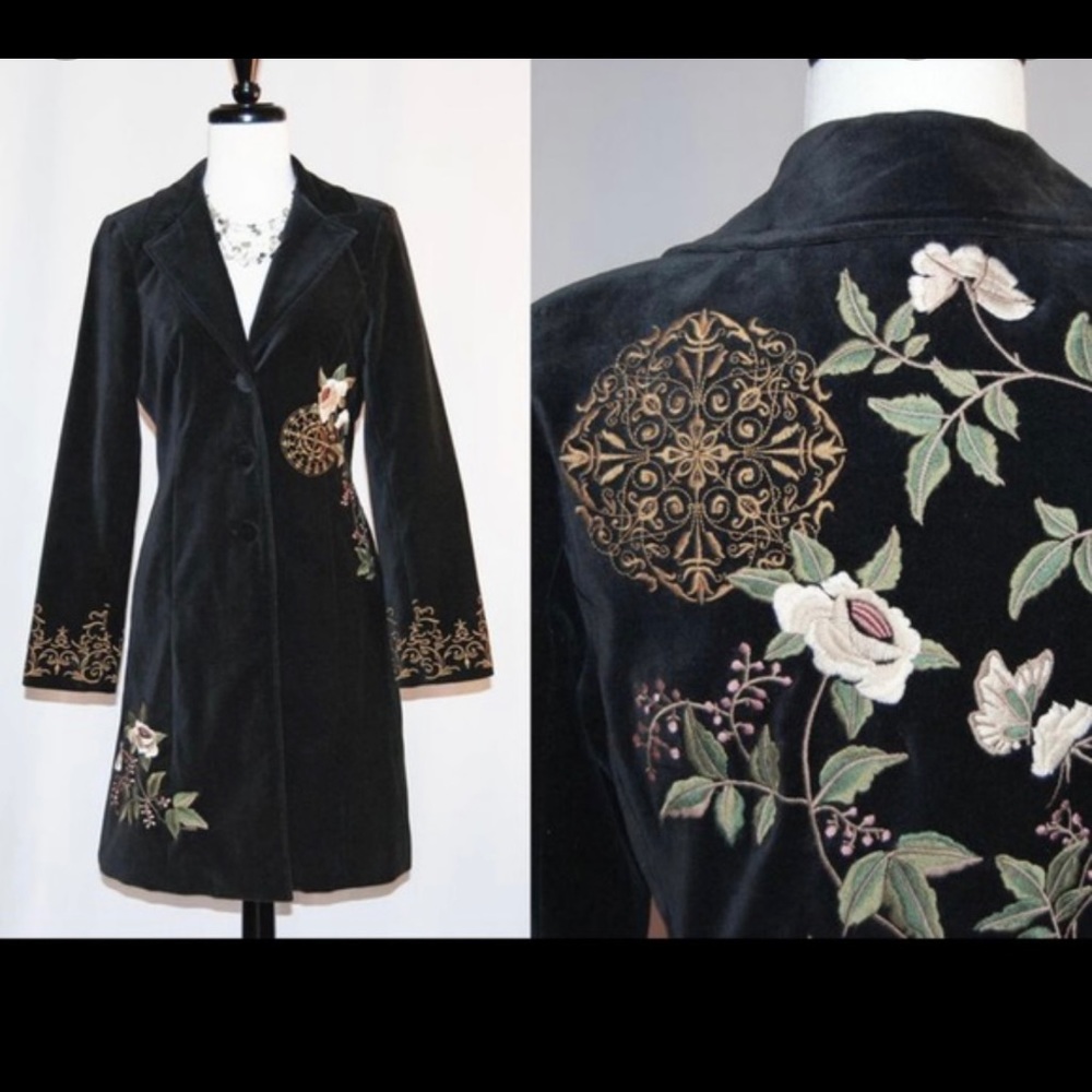 CAbi velvet embroidered jacket size 8